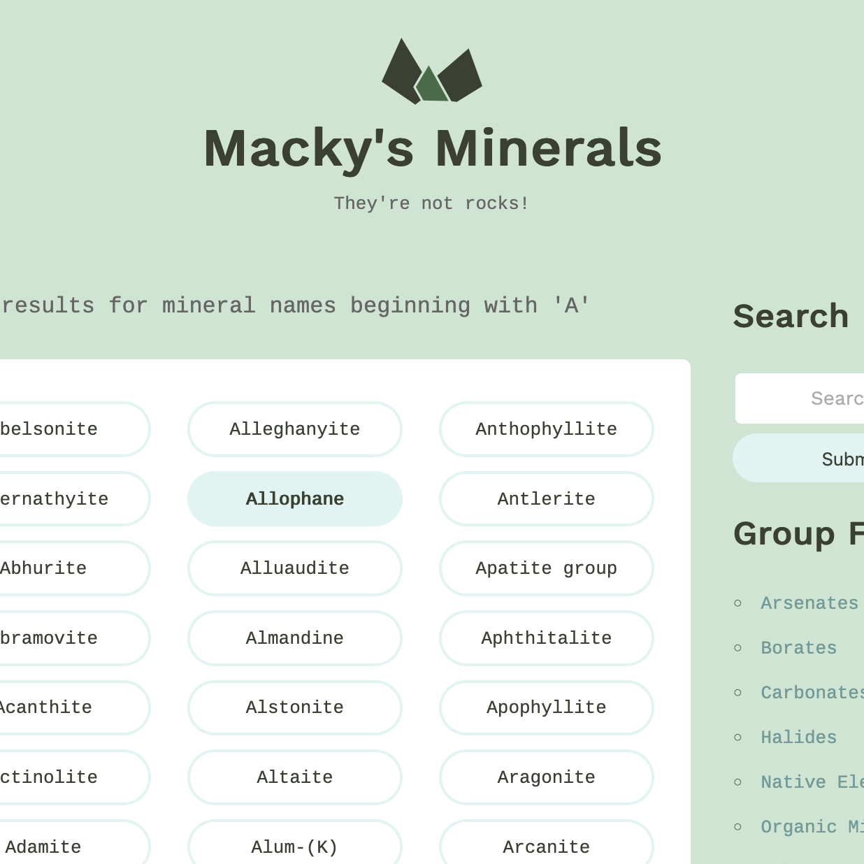 Mackys Minerals Catalog